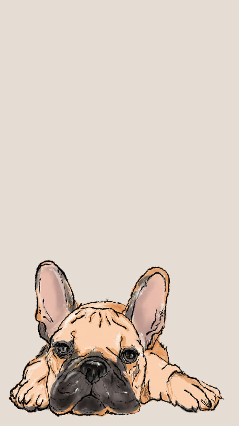 French Bulldog Drawing Vector Art Background