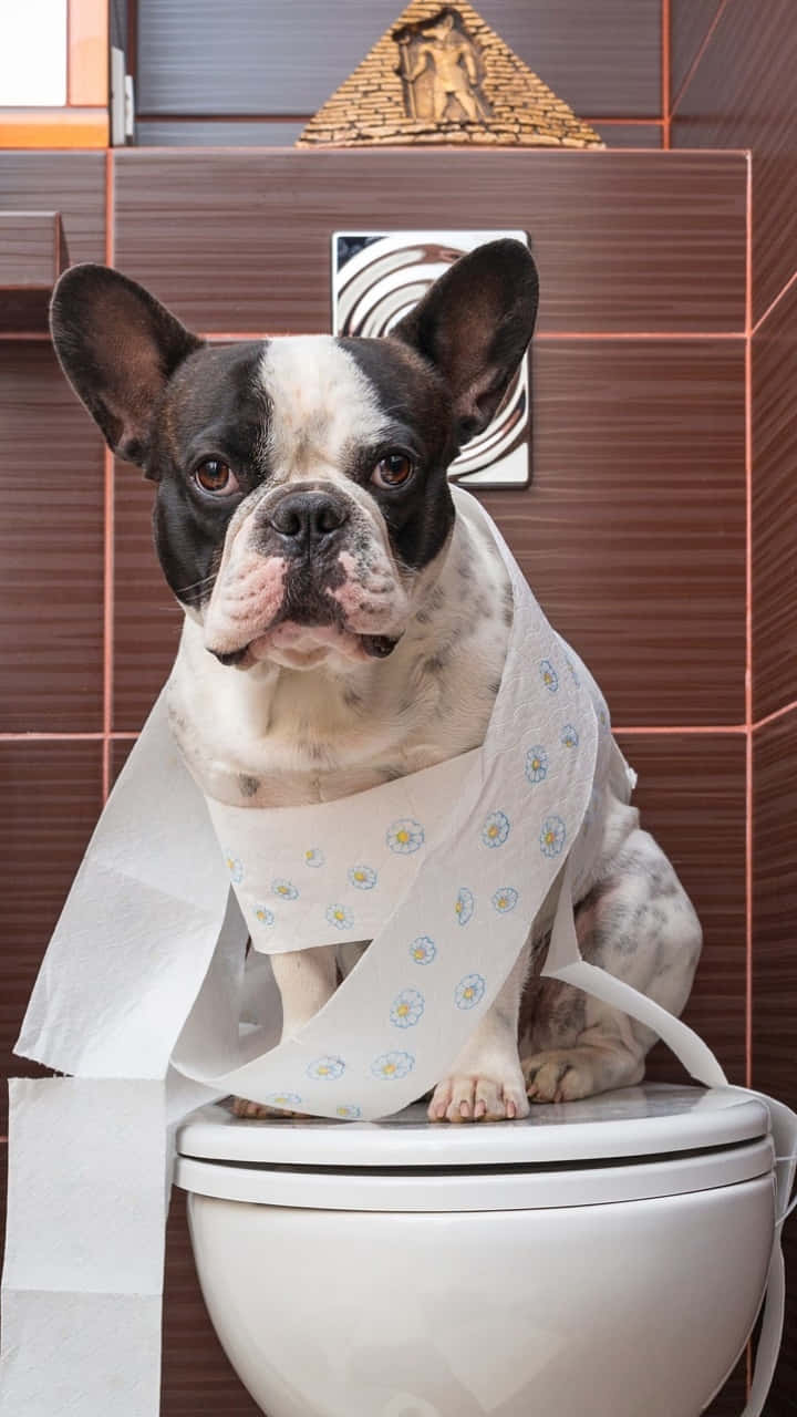 French Bulldog Funny Toilet Training Background