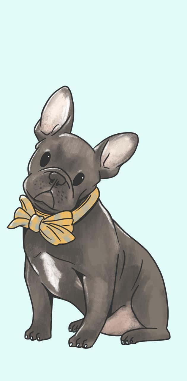 French Bulldog Wearing A Yellow Bow Tie Background