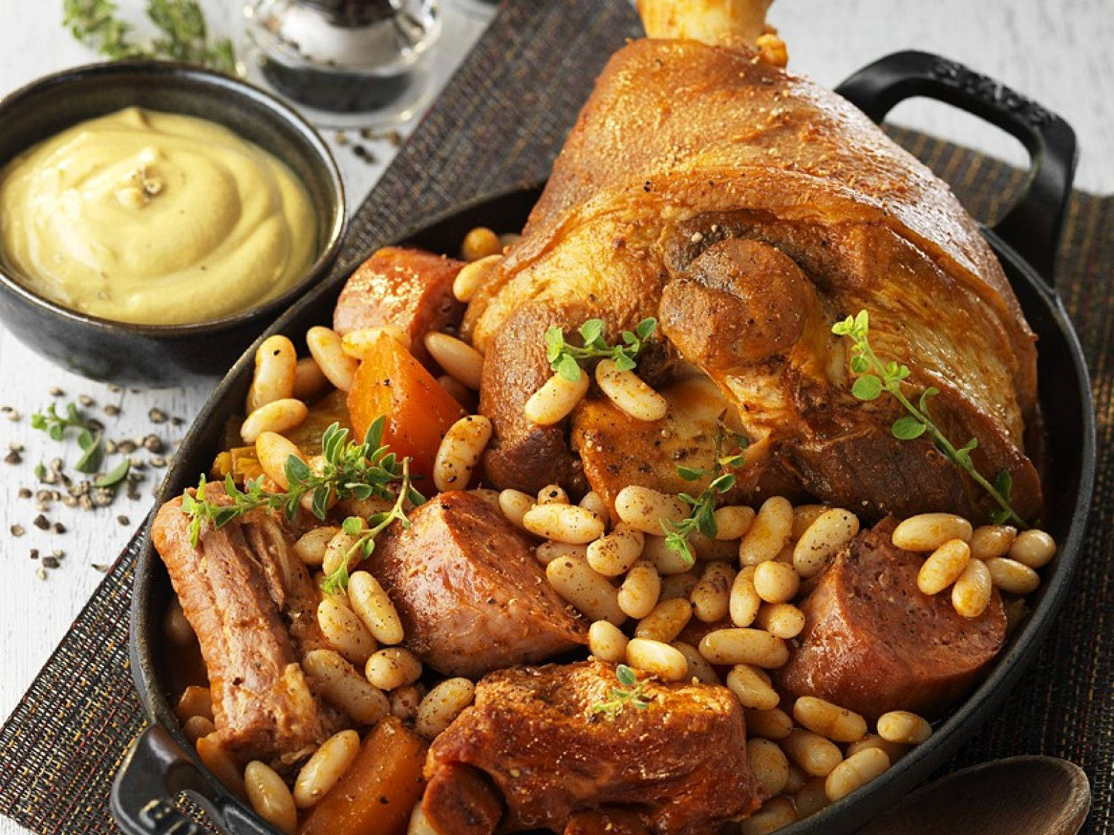 French Cassoulet Dish With Mustard Sauce