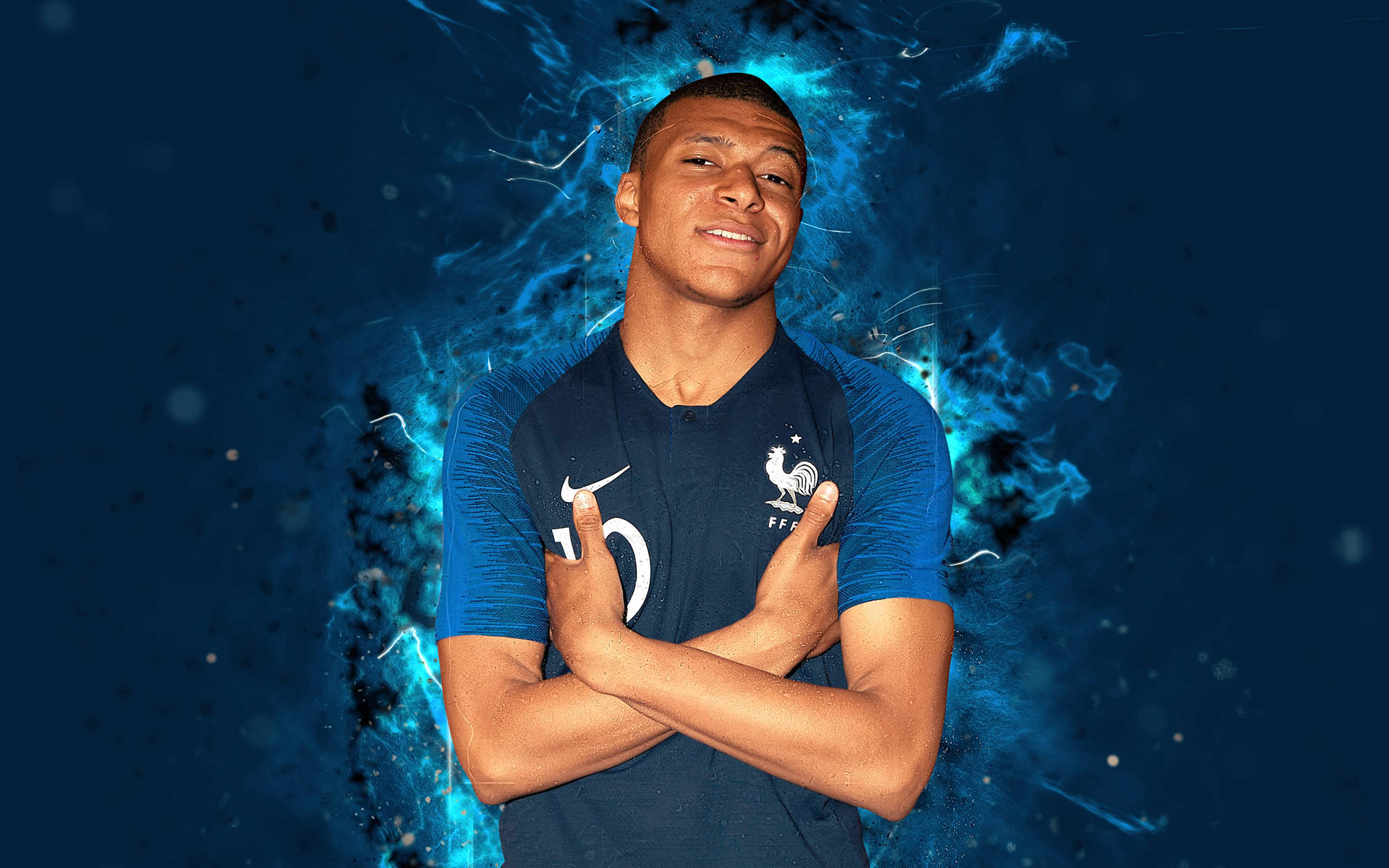 French Footballer Mbappe Fanart Background