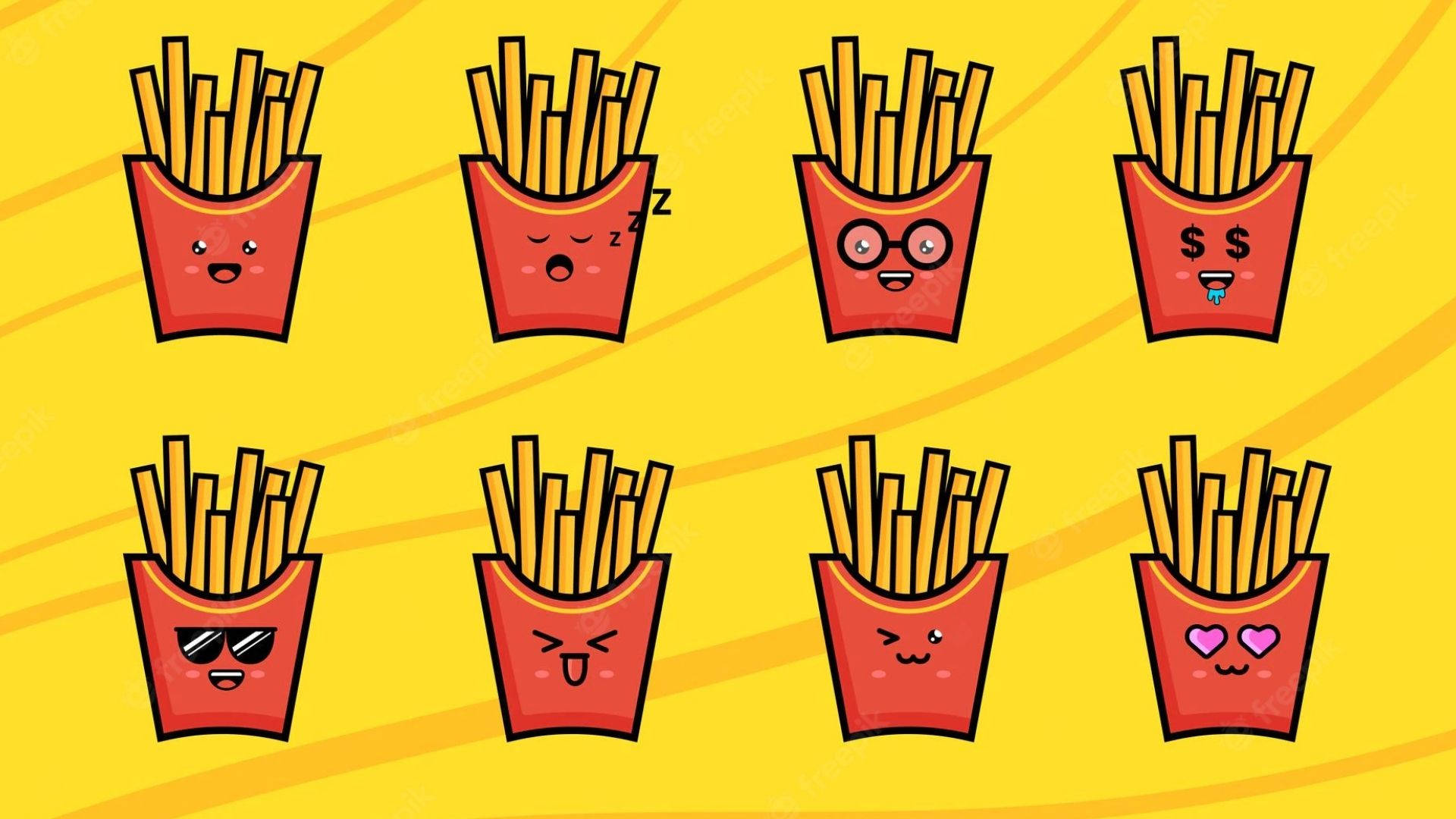 French Fries Emoji Art Background