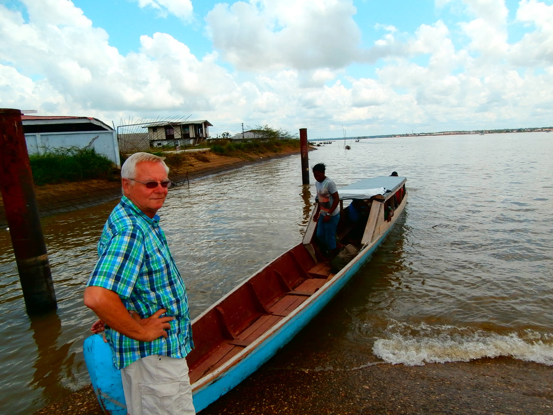 French Guiana Man Near Boat Background