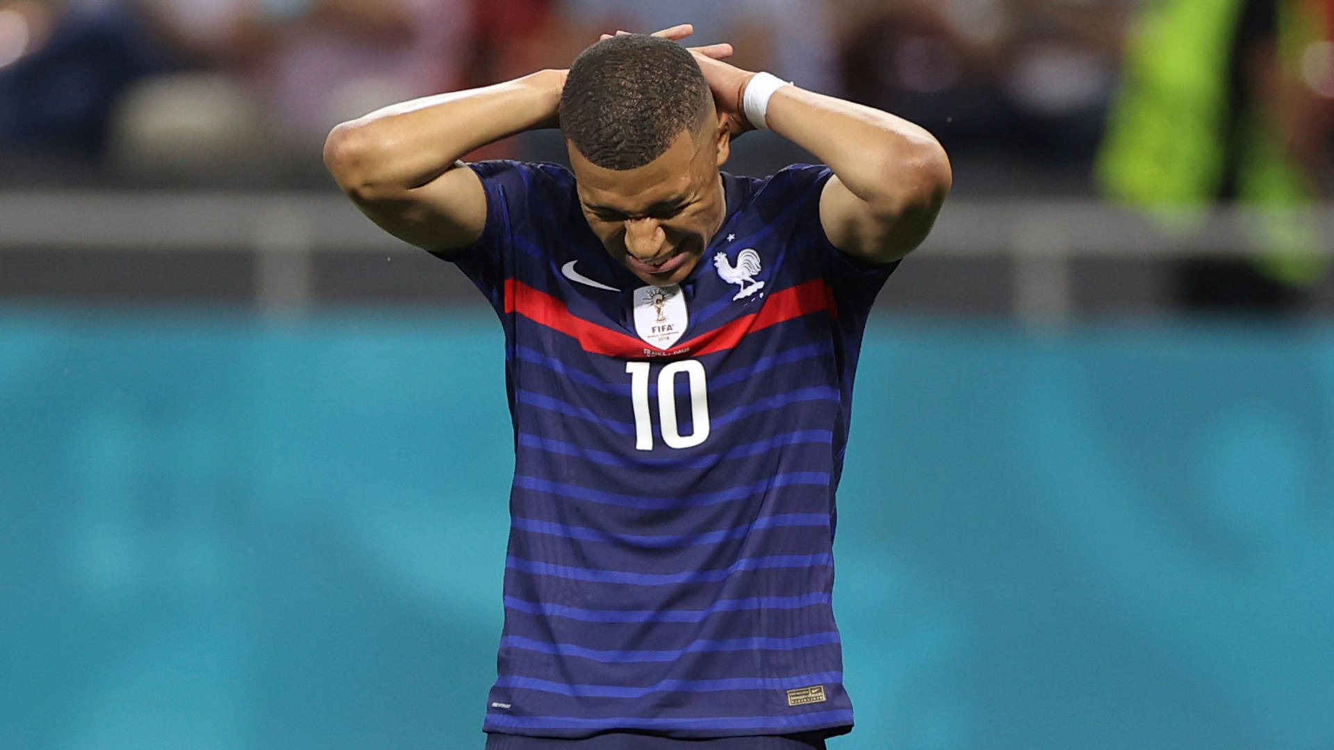 French National Football Team Frustrated Kylian Mbappe Background