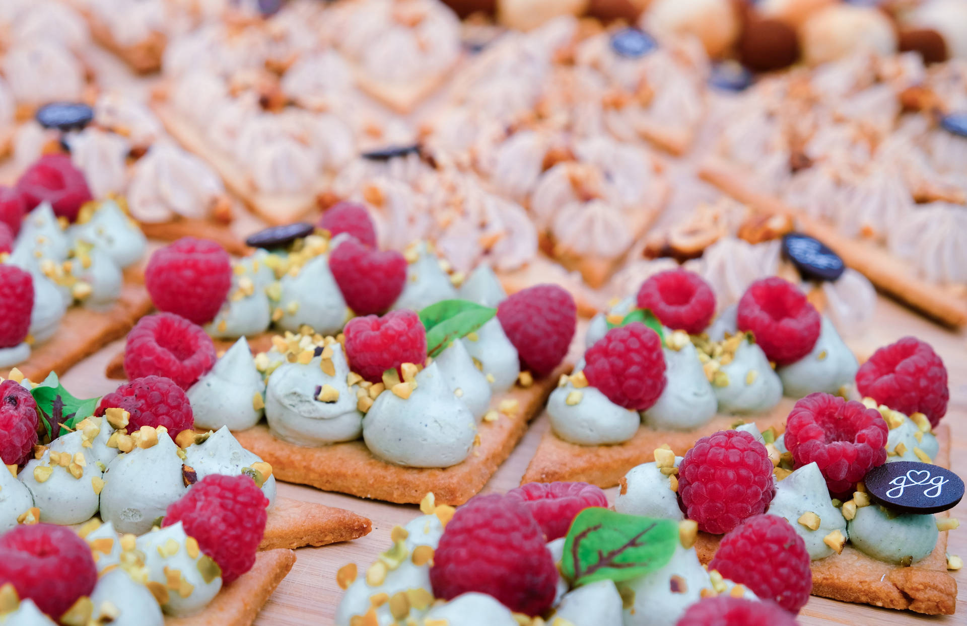 French Pastries Topped With Cream Background