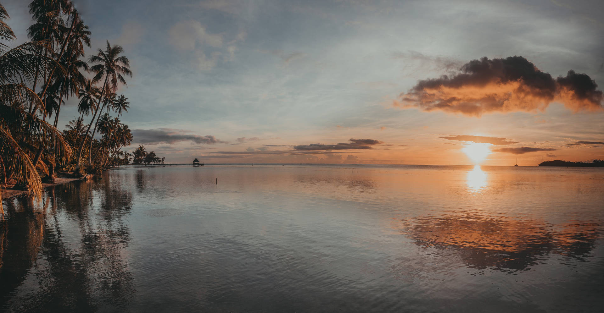 French Polynesia Calm Lake Background