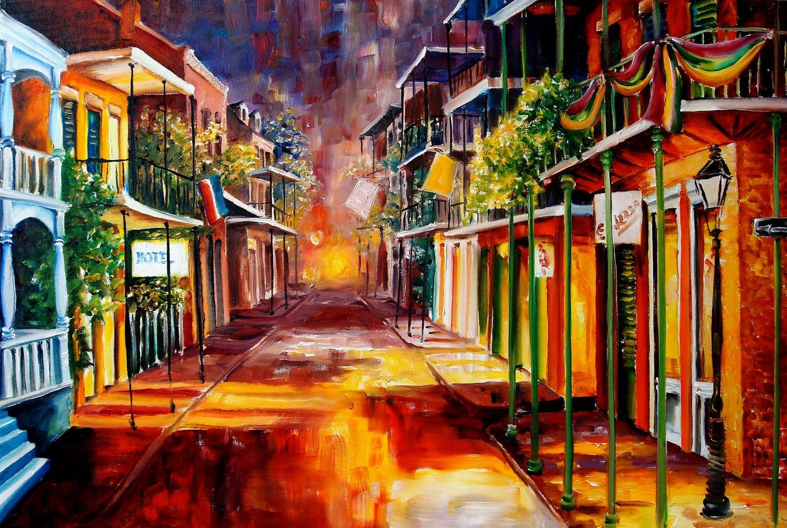 French Quarter Colorful Painting Background
