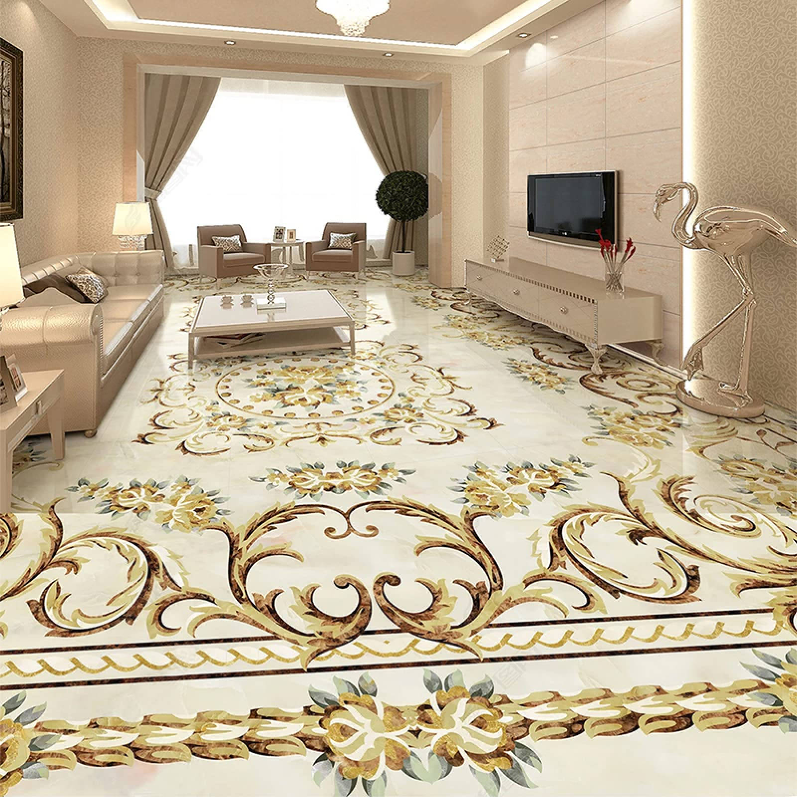 French Style Gold Floor Tiles Background