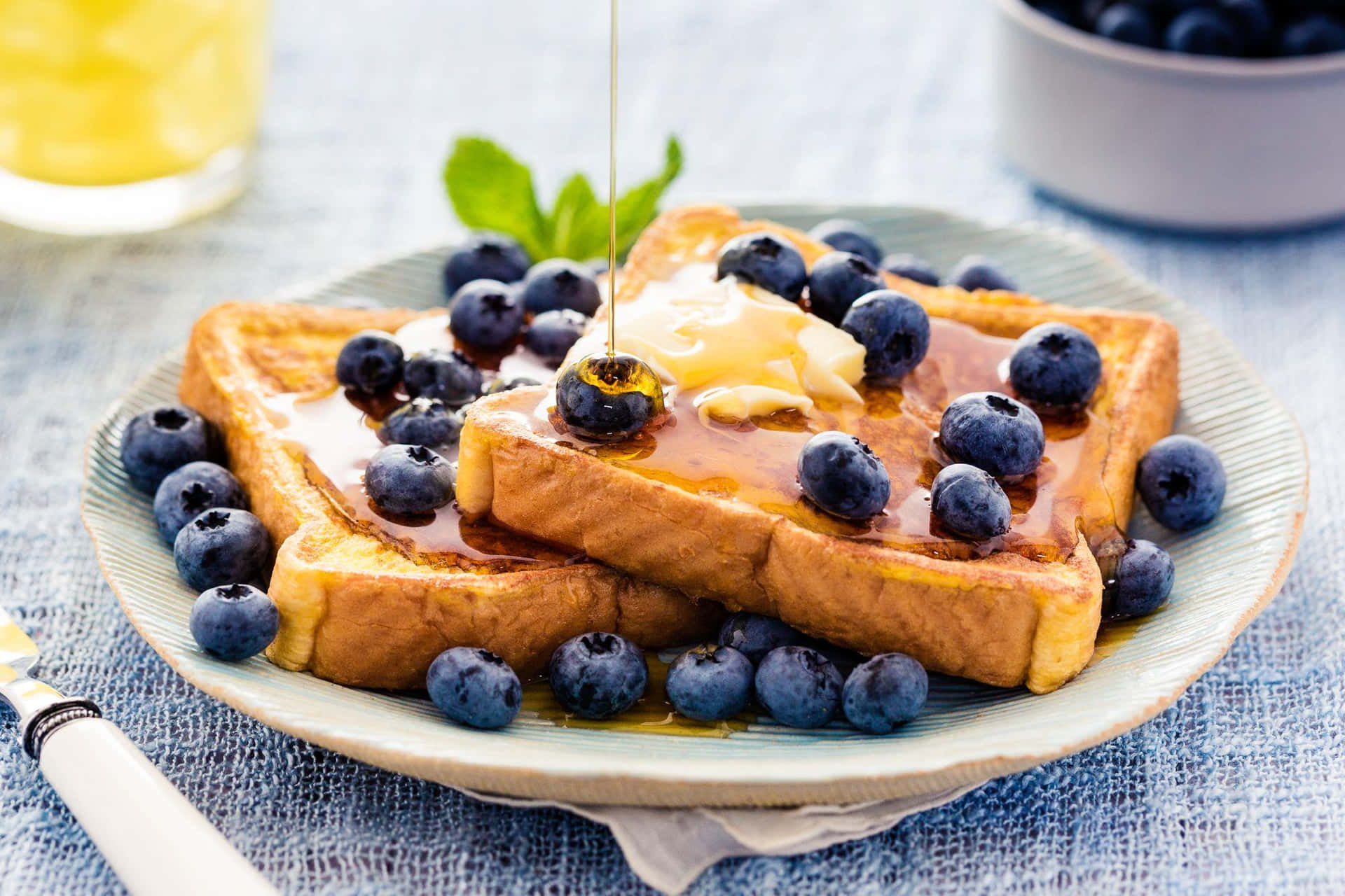 French Toastwith Blueberriesand Syrup Background