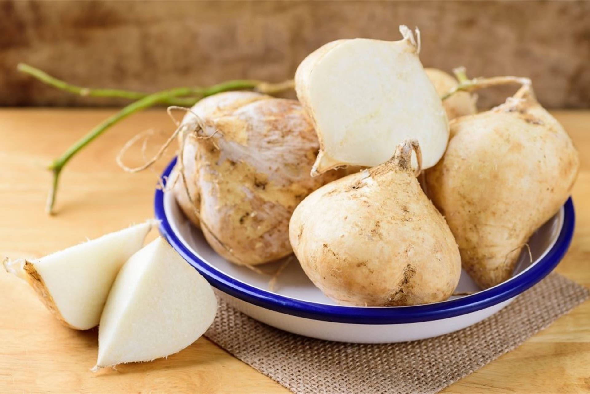 Fresh And Crisp Jicama Ready To Be Served Background