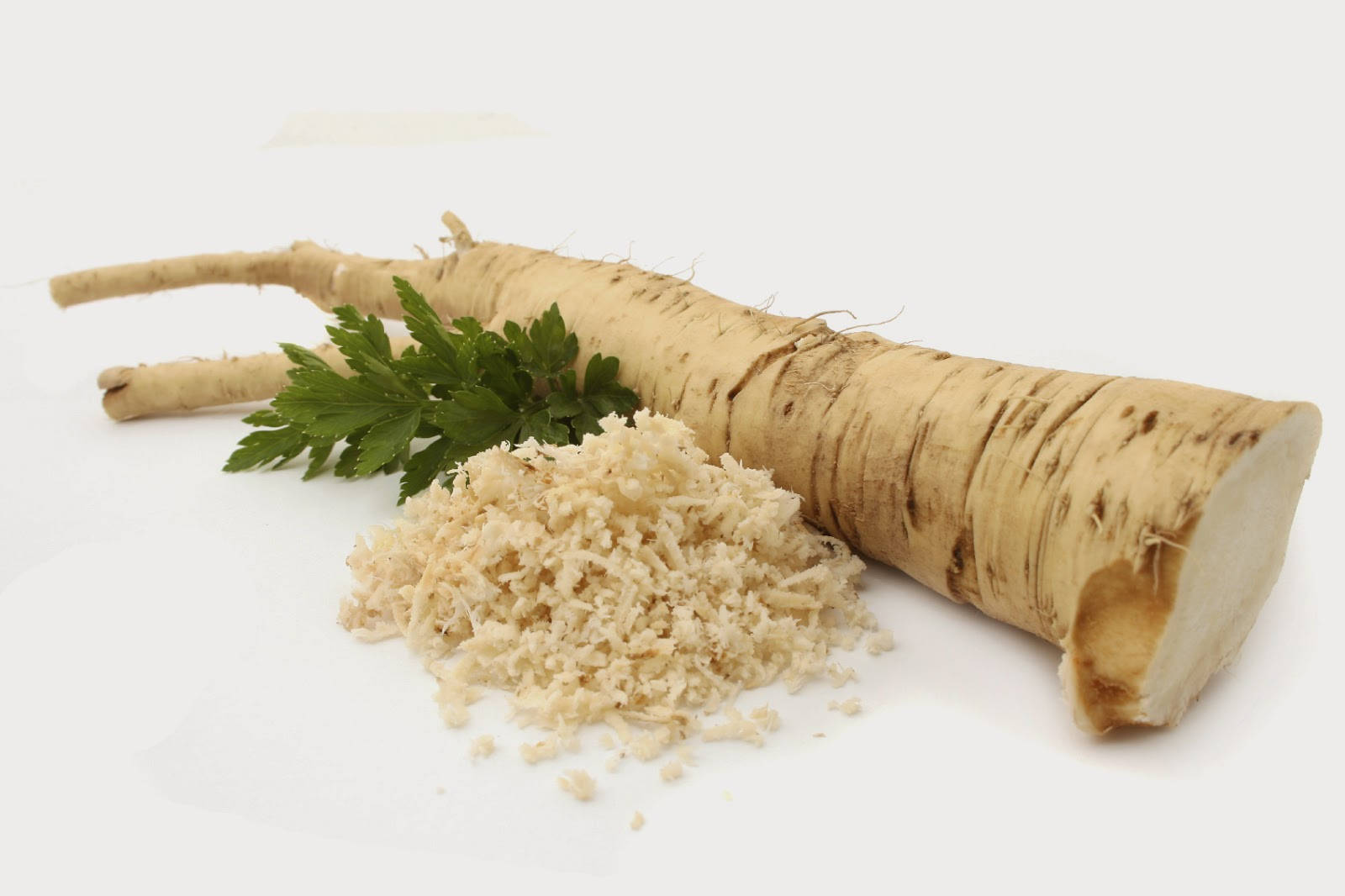 Fresh And Grated Horseradish Leaves Background