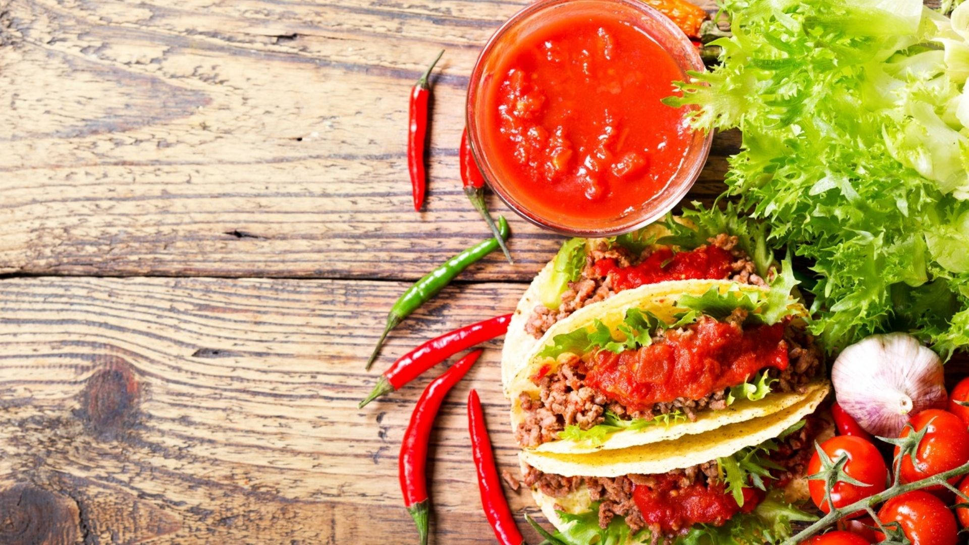 Fresh And Vibrant Tacos Platter Background