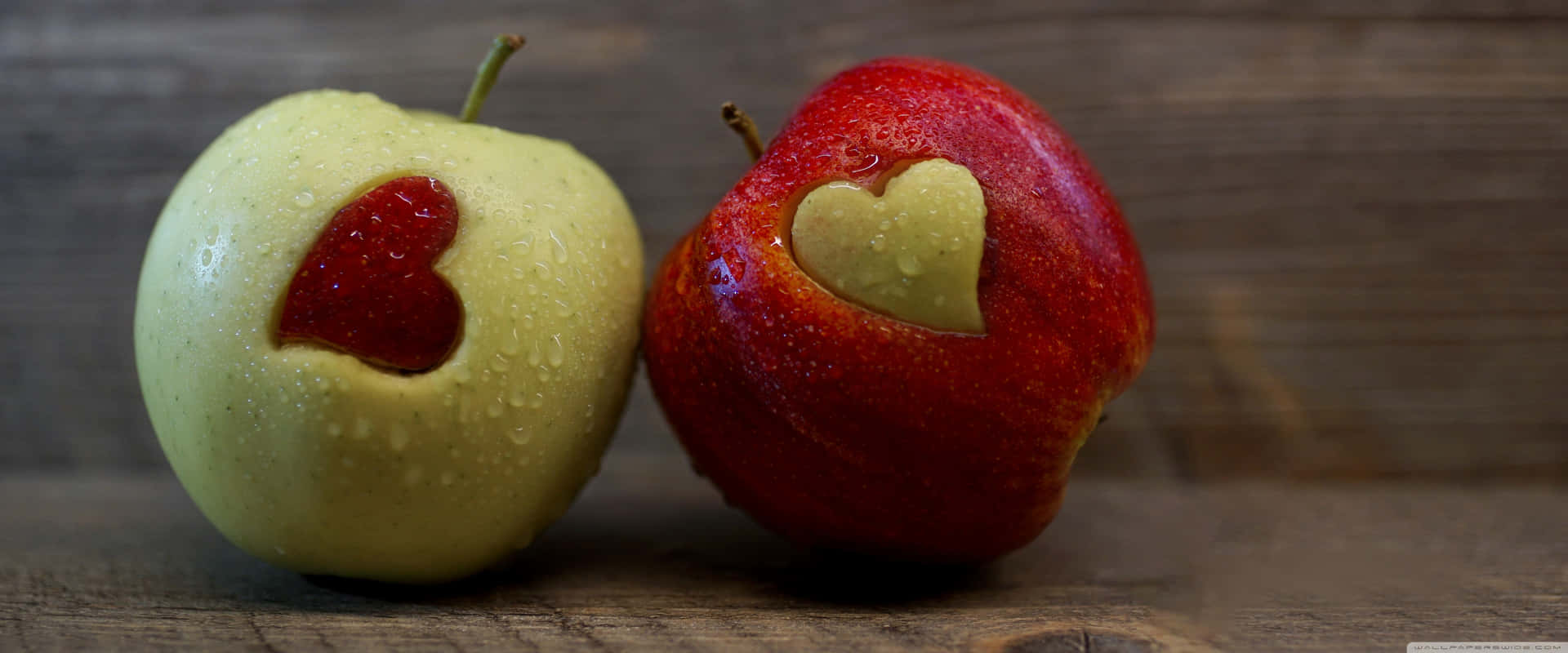 Fresh Apple Laptop On Wooden Surface Background