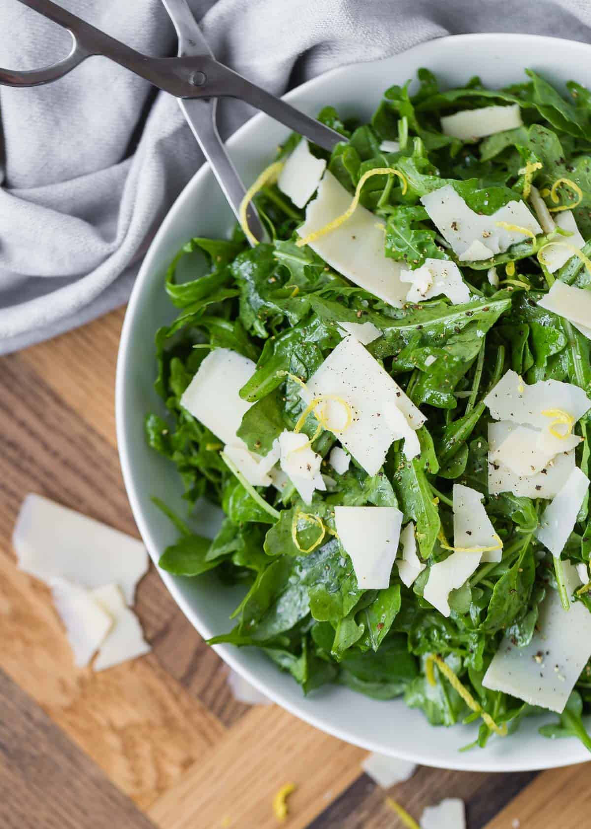 Fresh Arugula And Parmesan Cheese Salad Background