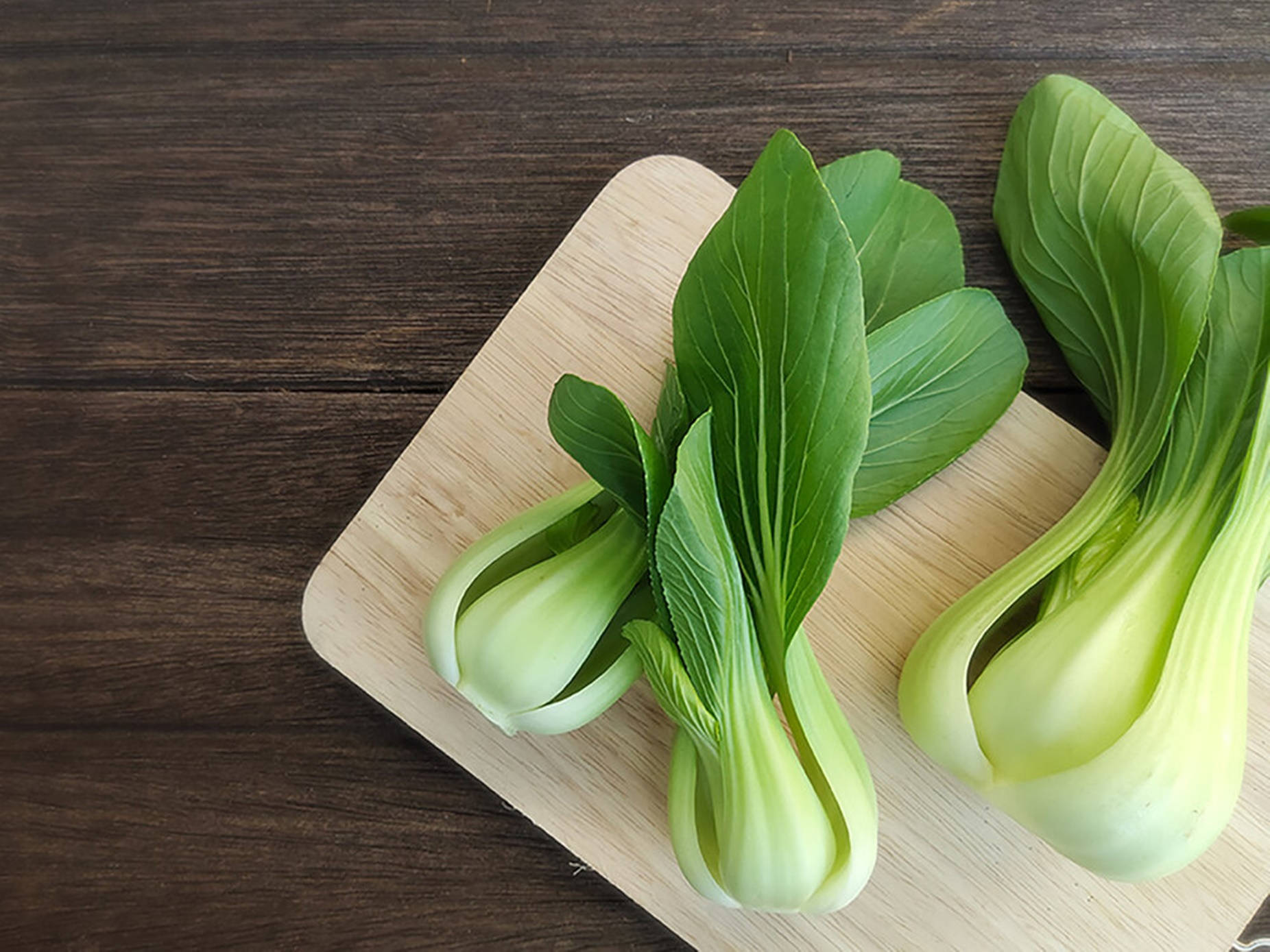 Fresh Bok Choy On Chopping Board