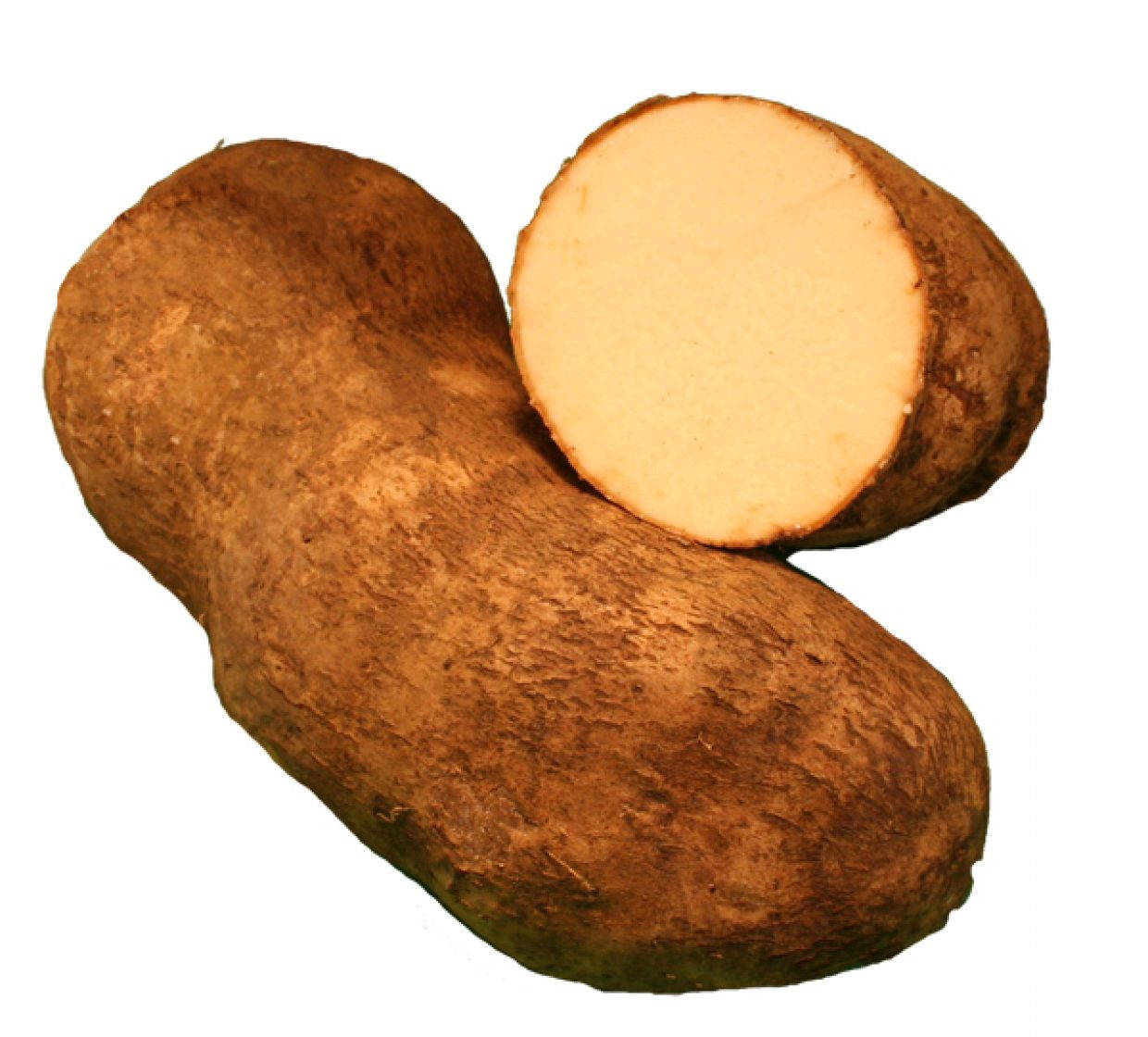 Fresh Brown Yam Revealing White Flesh Background