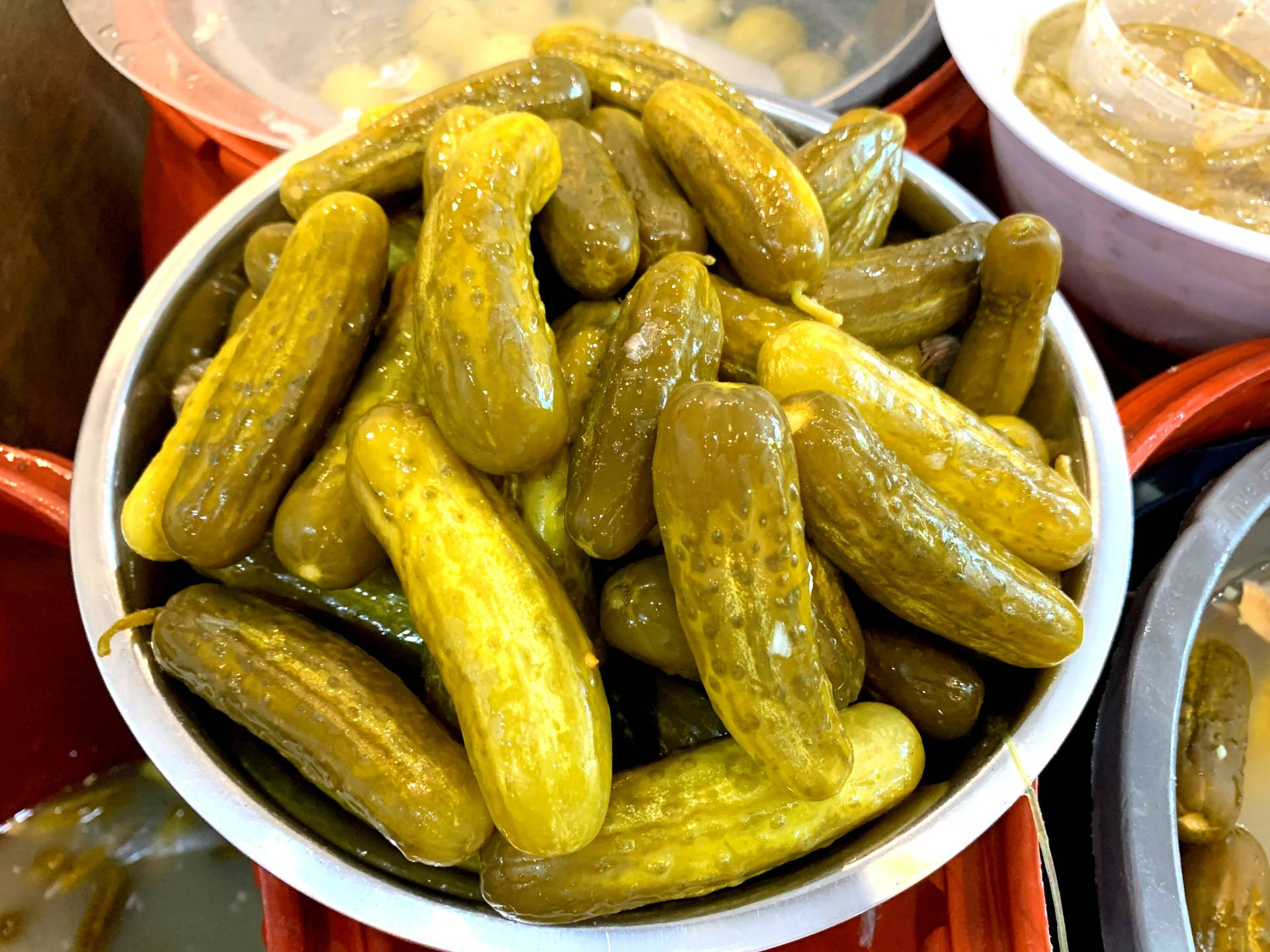 Fresh, Crunchy Pickles Ready To Consume Background