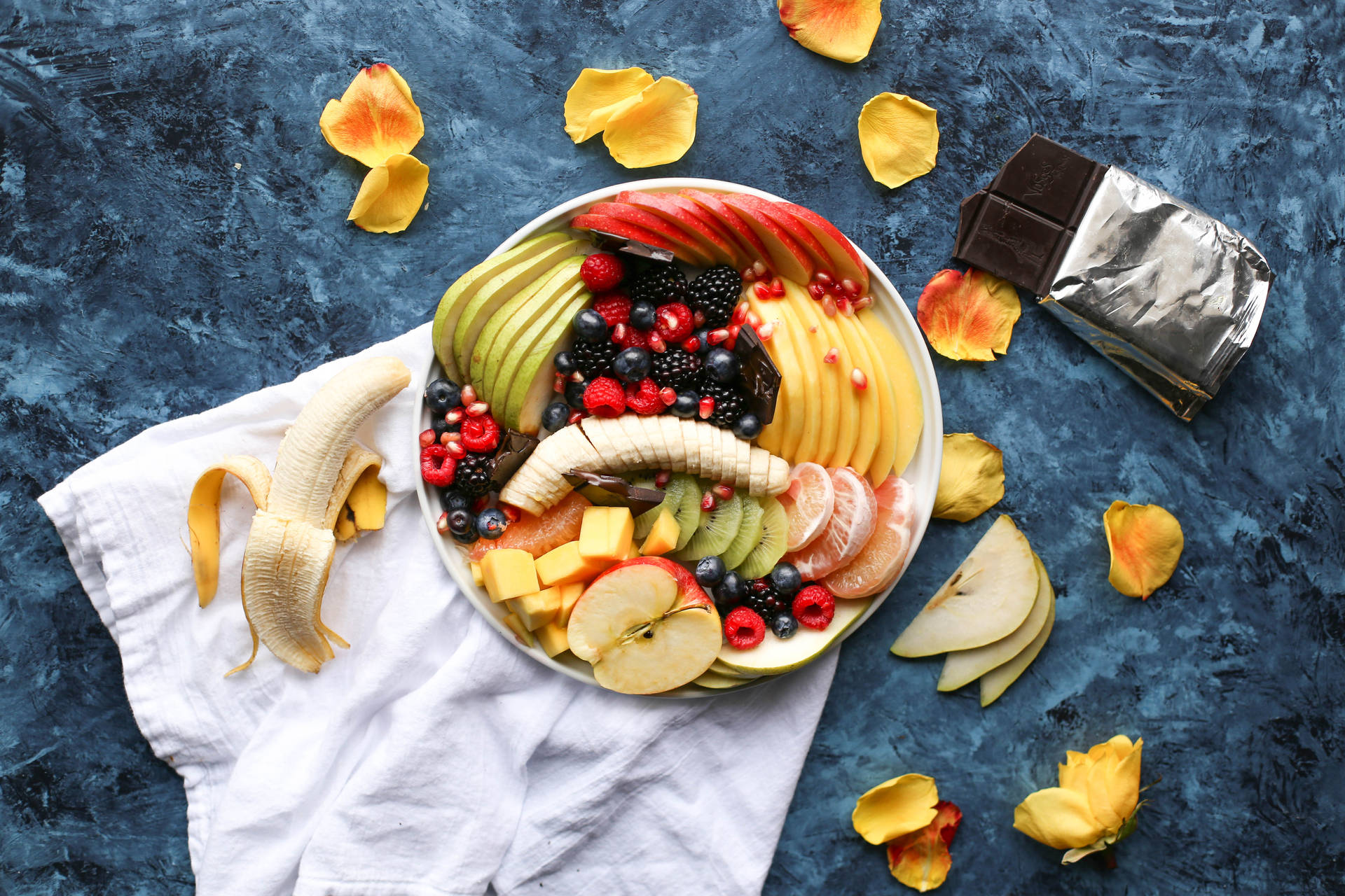 Fresh Fruit Salad For Health And Wellness Background