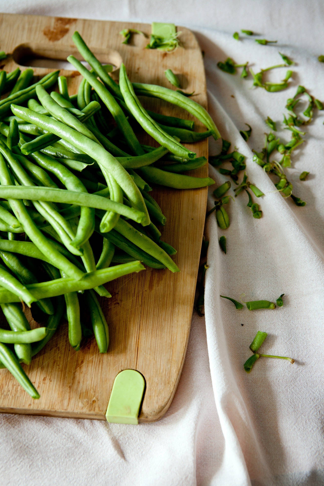 Fresh Green Beans Ready For Chopping