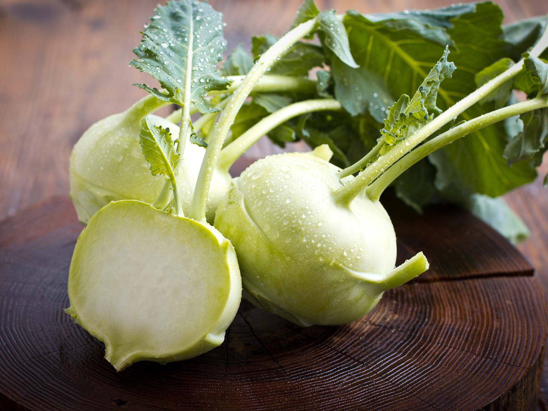 Fresh Green Kohlrabi In Its Natural State Background