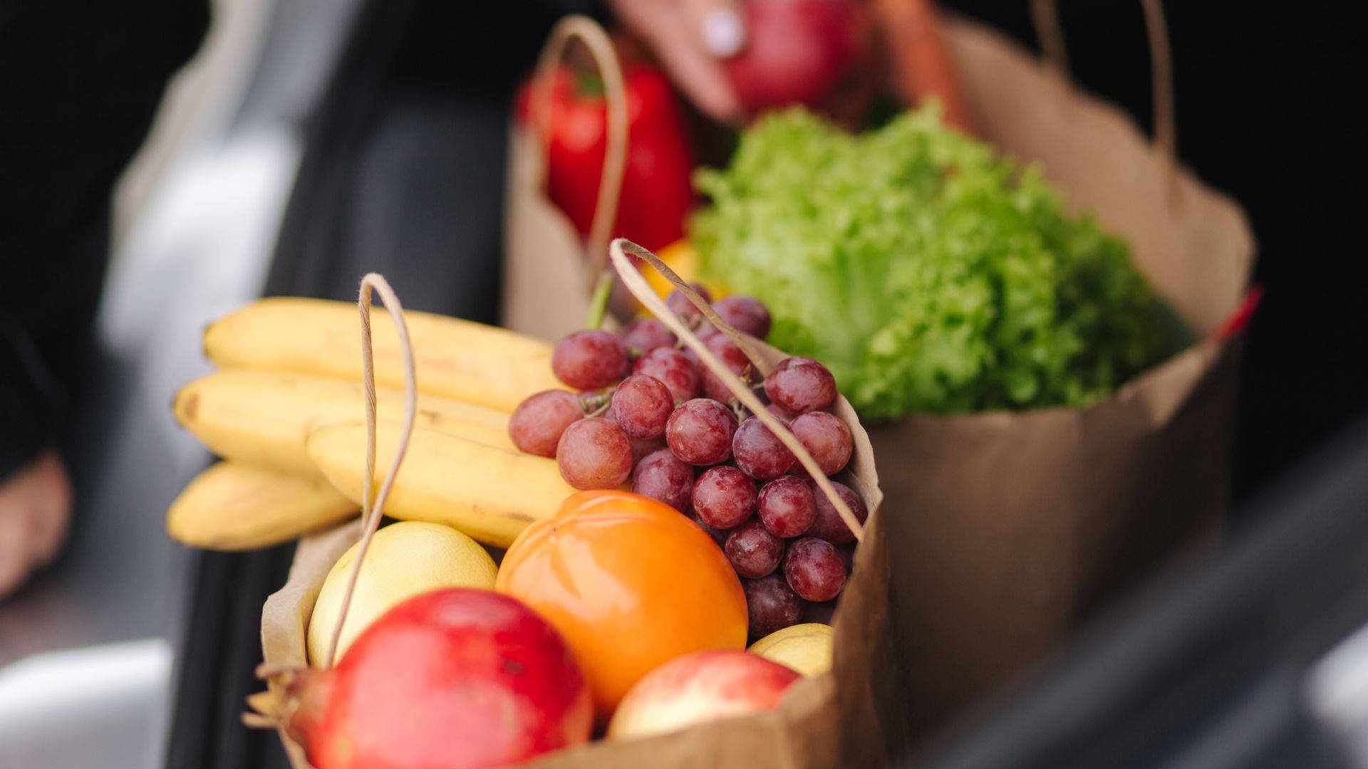 Fresh Grocery In A Paper Bag Background