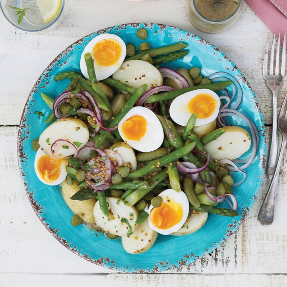 Fresh, Healthy Green Salad Adorned With Boiled Eggs