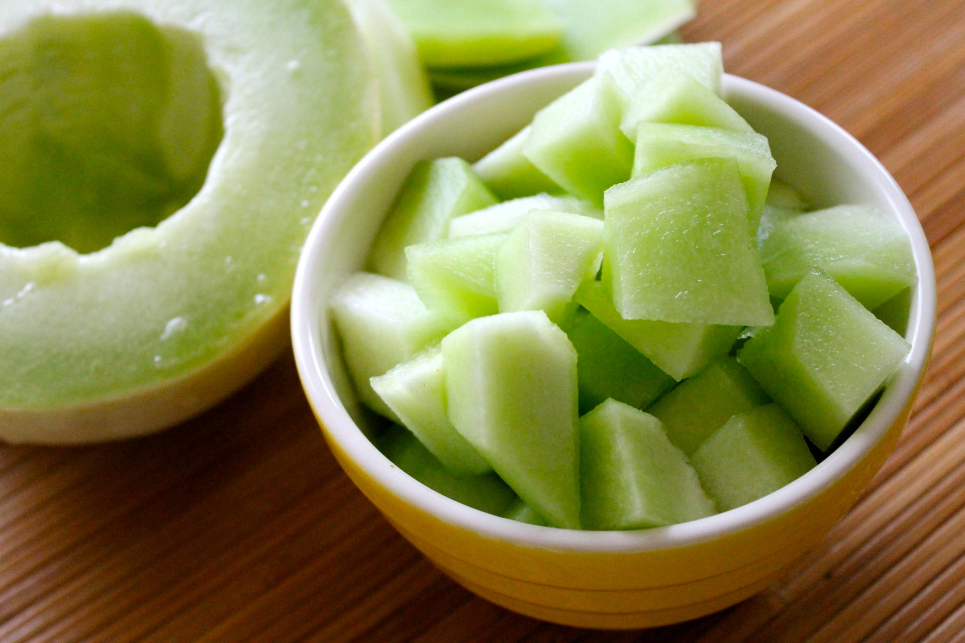 Fresh Honeydew Melon Served In A Bowl Background