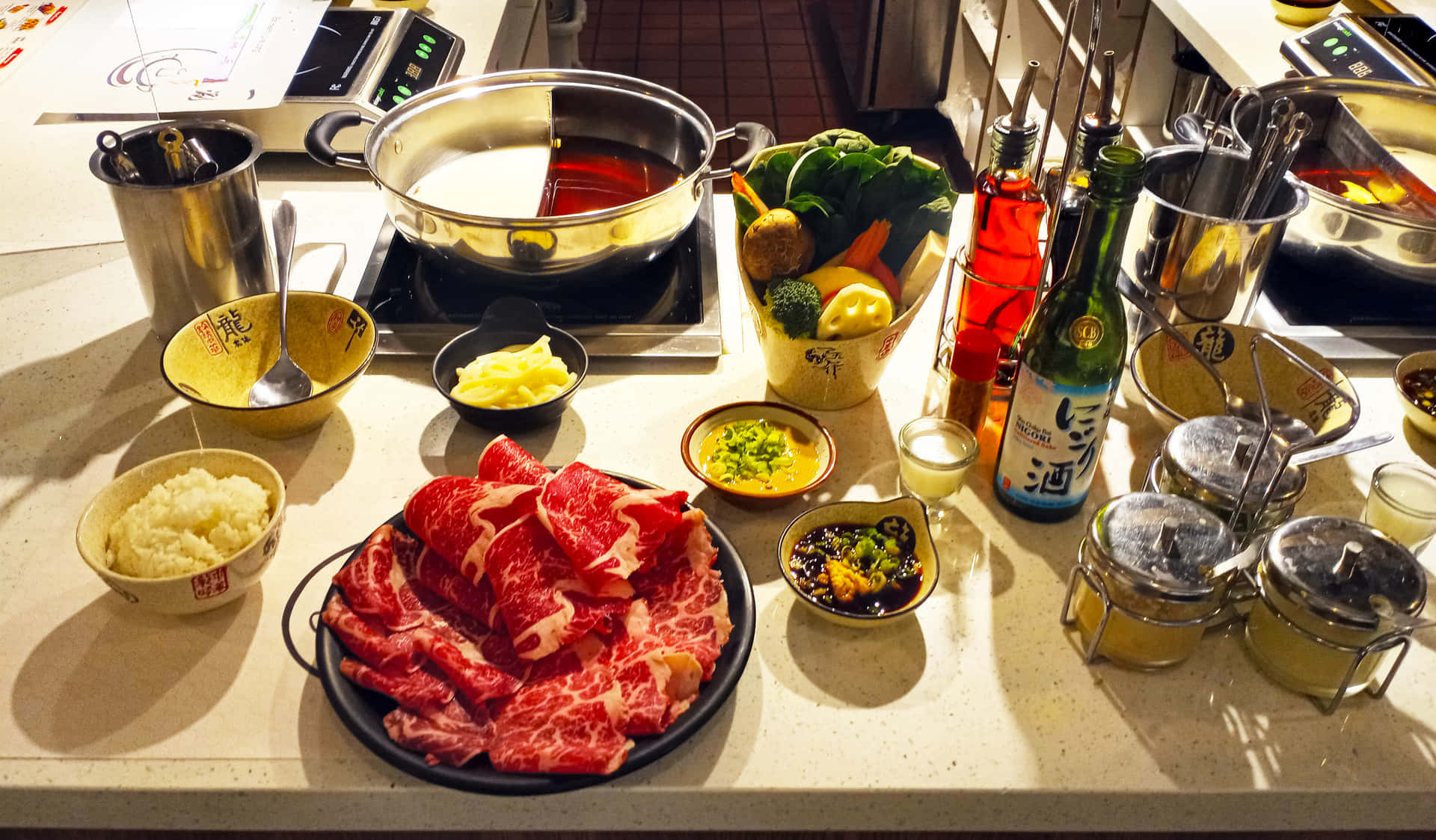 Fresh Ingredients Ready For Shabu-shabu Preparation Background