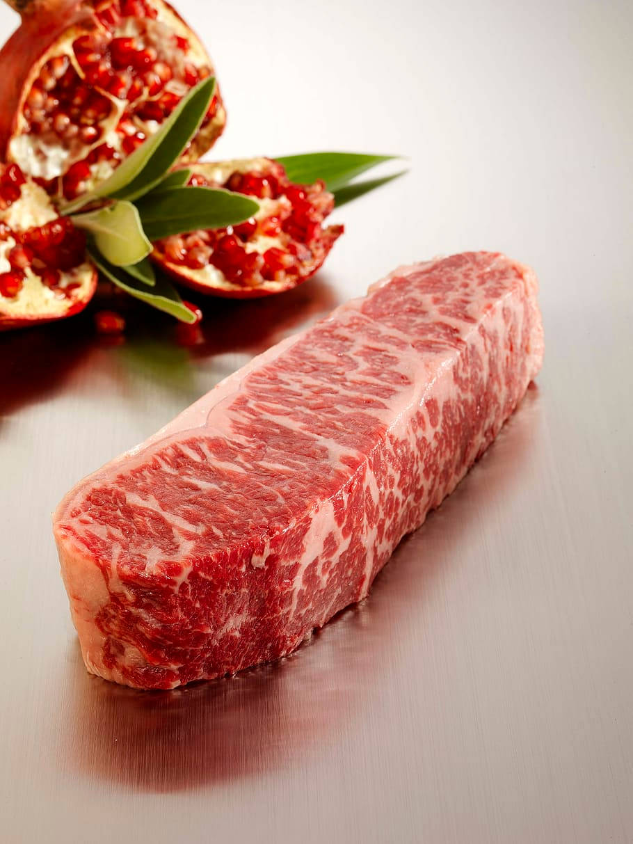 Fresh Kobe Beef And Pomegranate Background