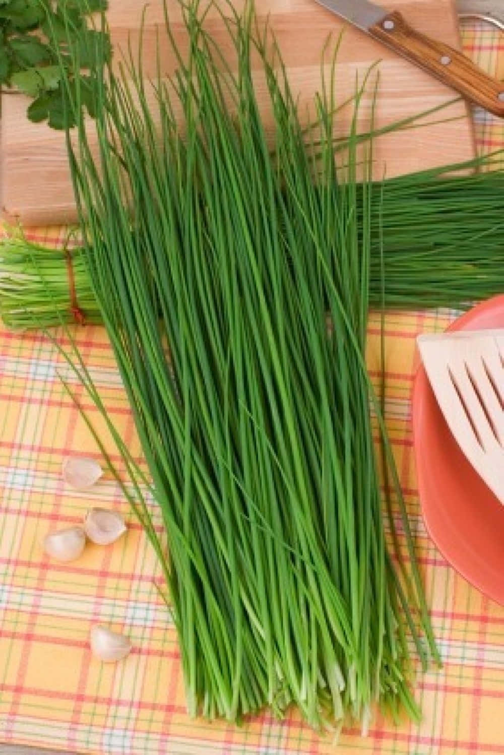 Fresh Korean Green Chives Vegetable Background