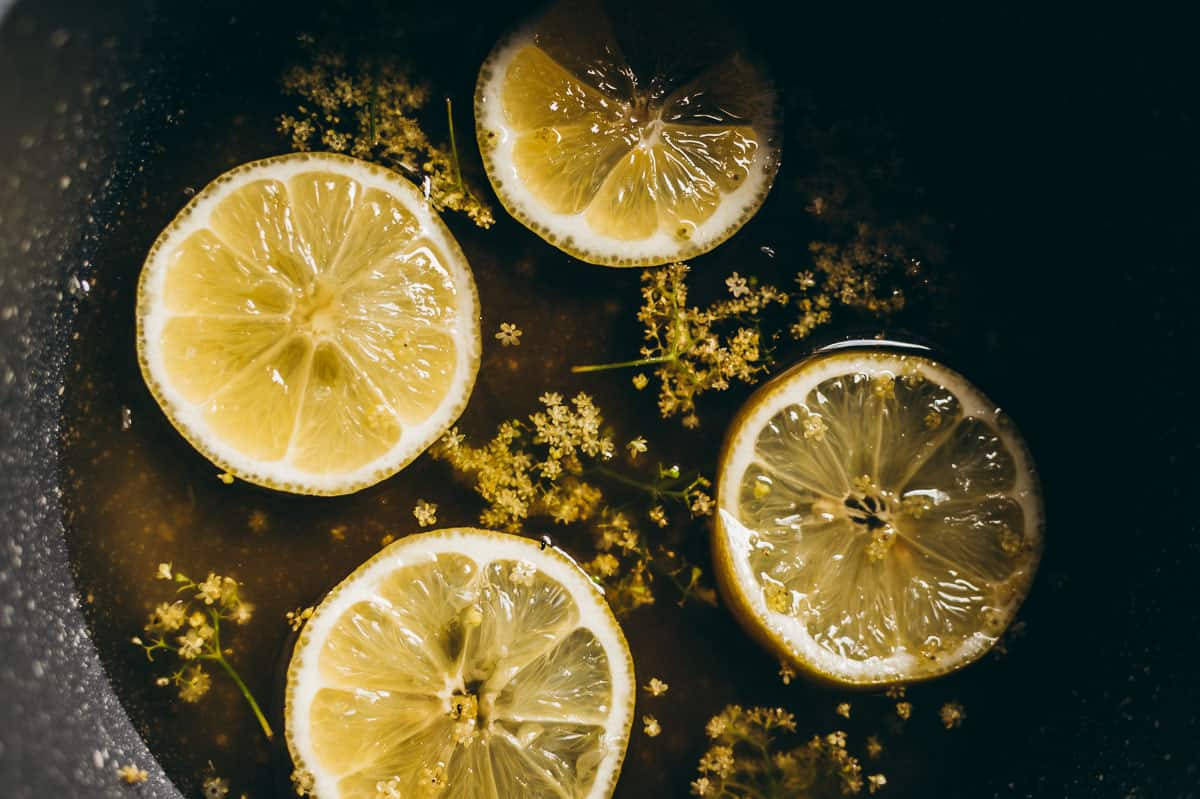 Fresh Lemon Slices Prepared For Cordial Making