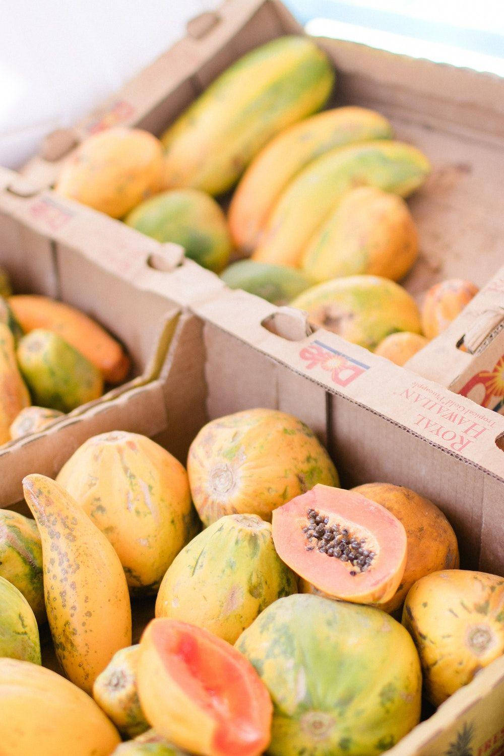 Fresh Papaya Fruits In Boxes