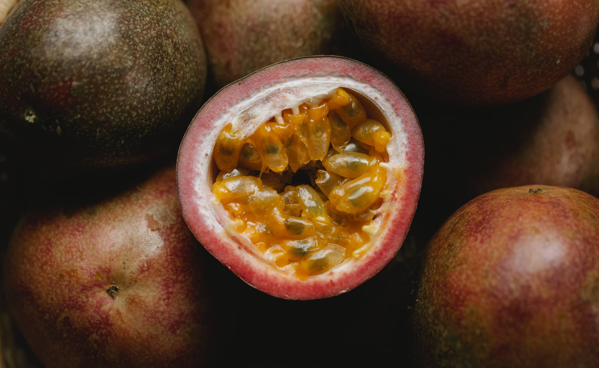 Fresh Passion Fruit With Pulps Background