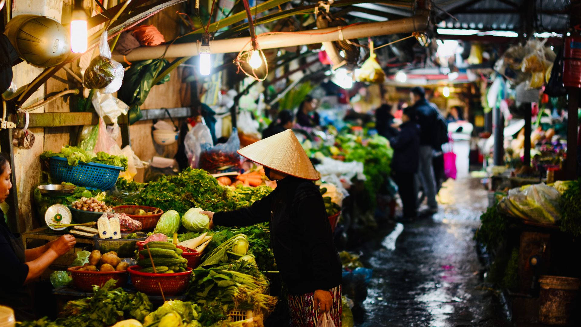 Fresh Produce At Local Public Market Background