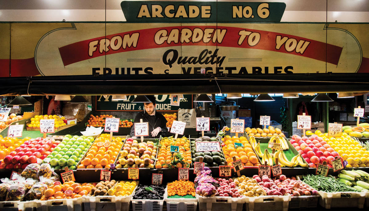 Fresh Produce Display At Pike Place Market Background