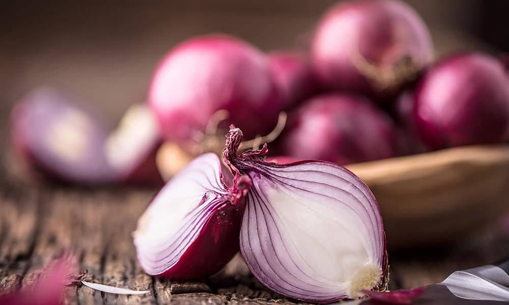 Fresh Red Onion Cut In Half Background