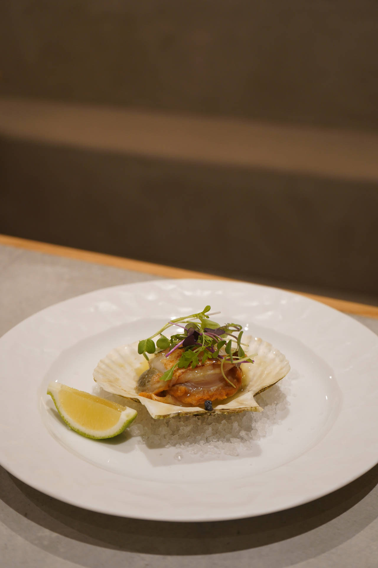 Fresh Scallops Dish Served With Lime Background