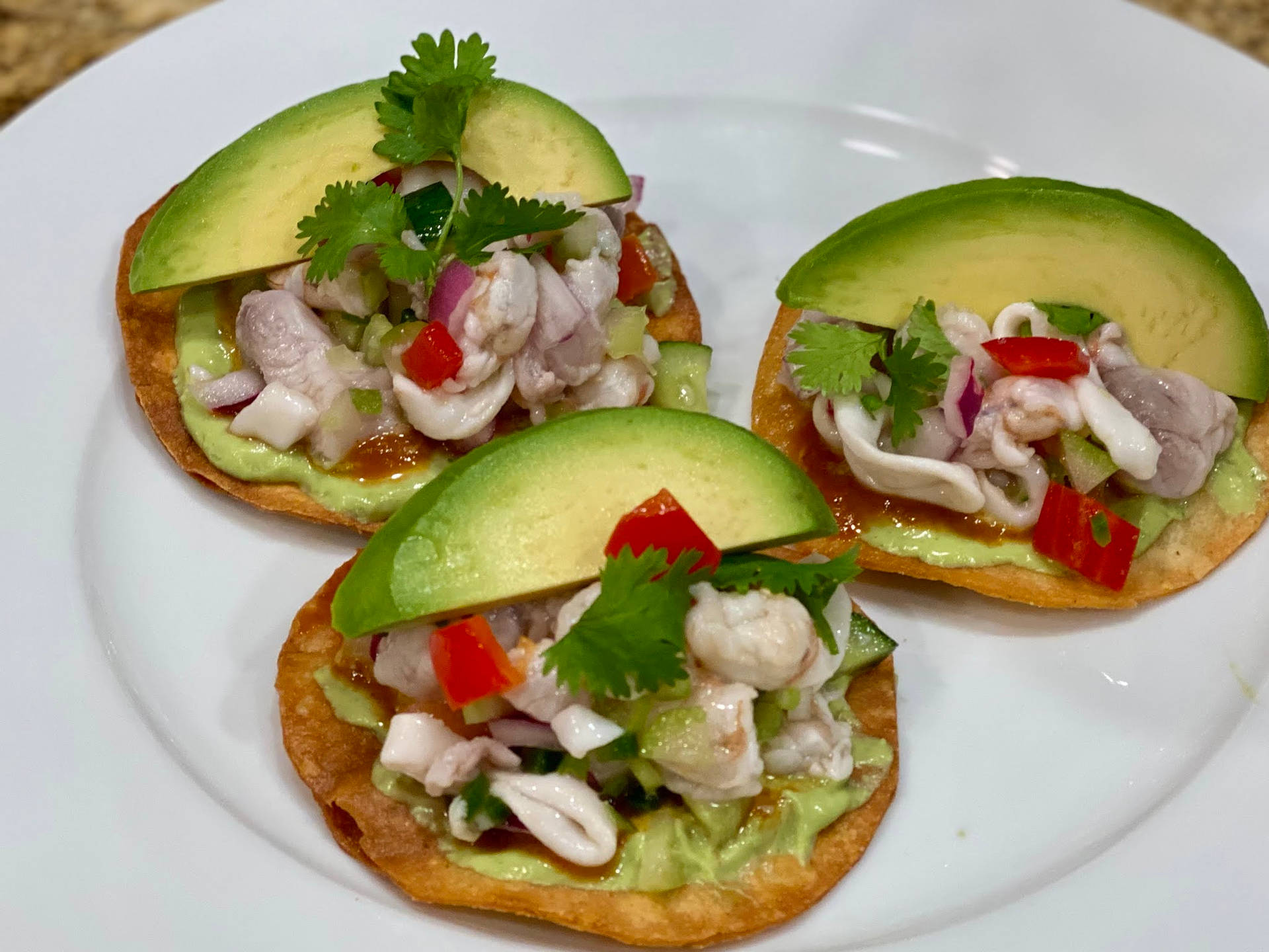 Fresh Shrimp Ceviche Tostadas!