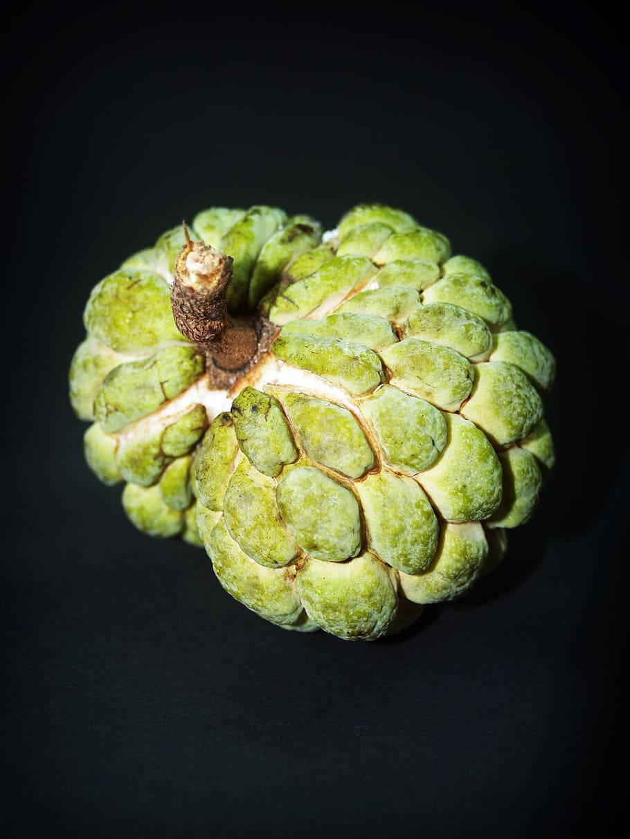 Fresh Sugar Apple Fruit On Stem Background