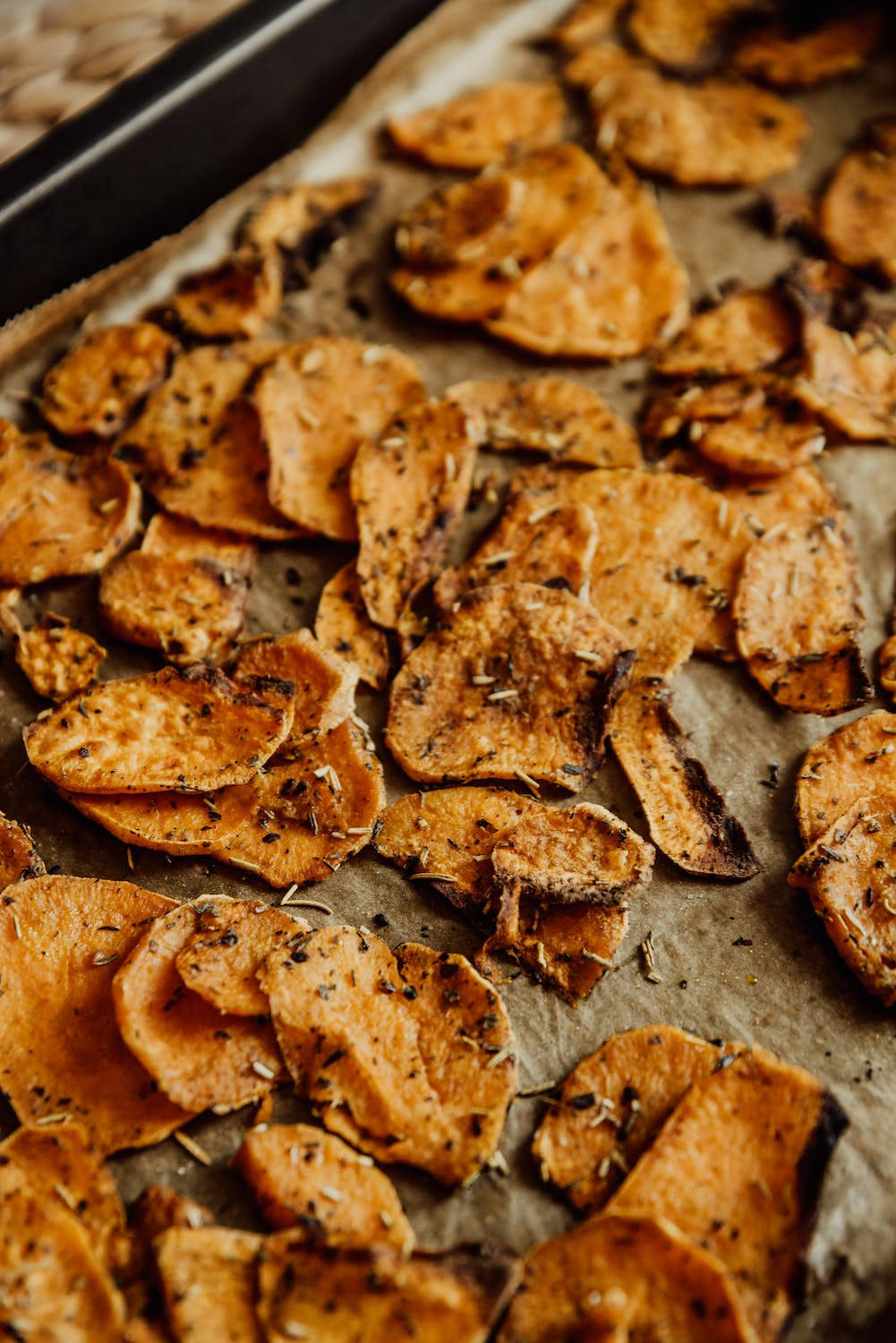 Fresh Sweet Potatoes On A Tray Background