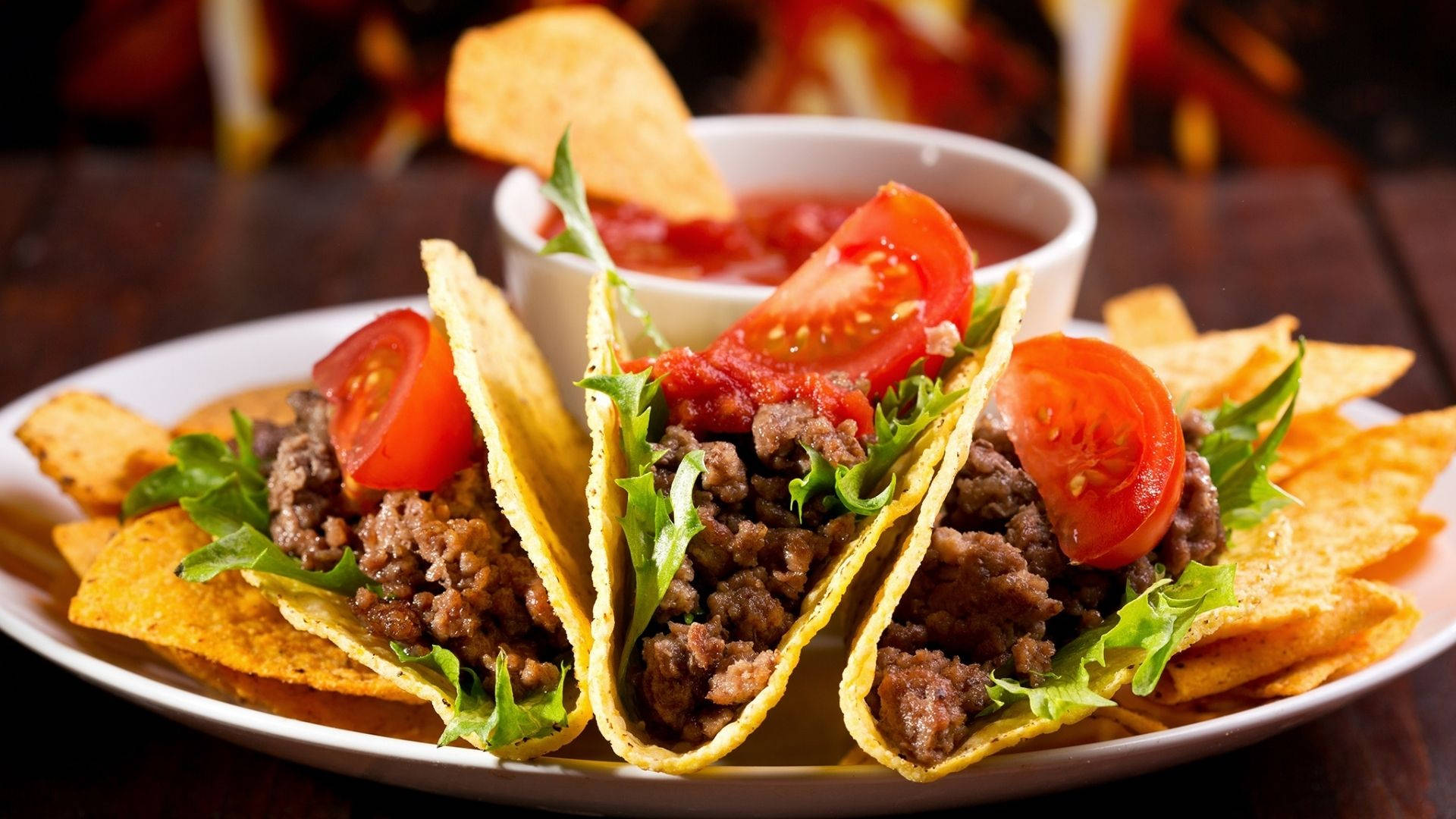 Fresh Tacos With Dip Background