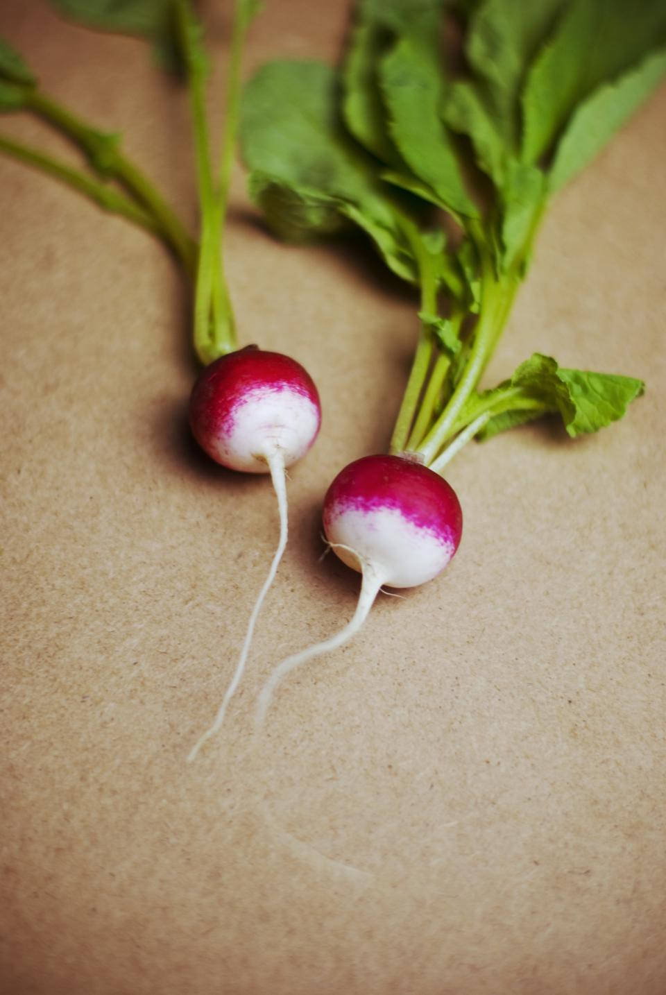 Fresh Uncut Radish Lying On A Cork Surface. Background