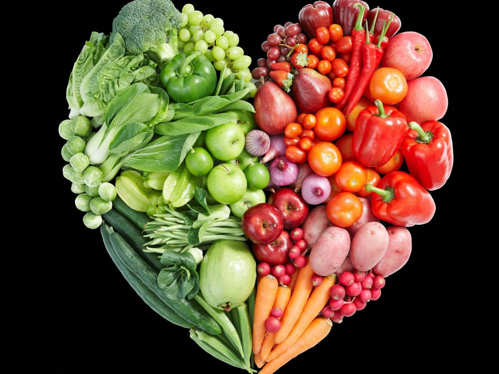 Fresh Vegetables Heart Shape Background