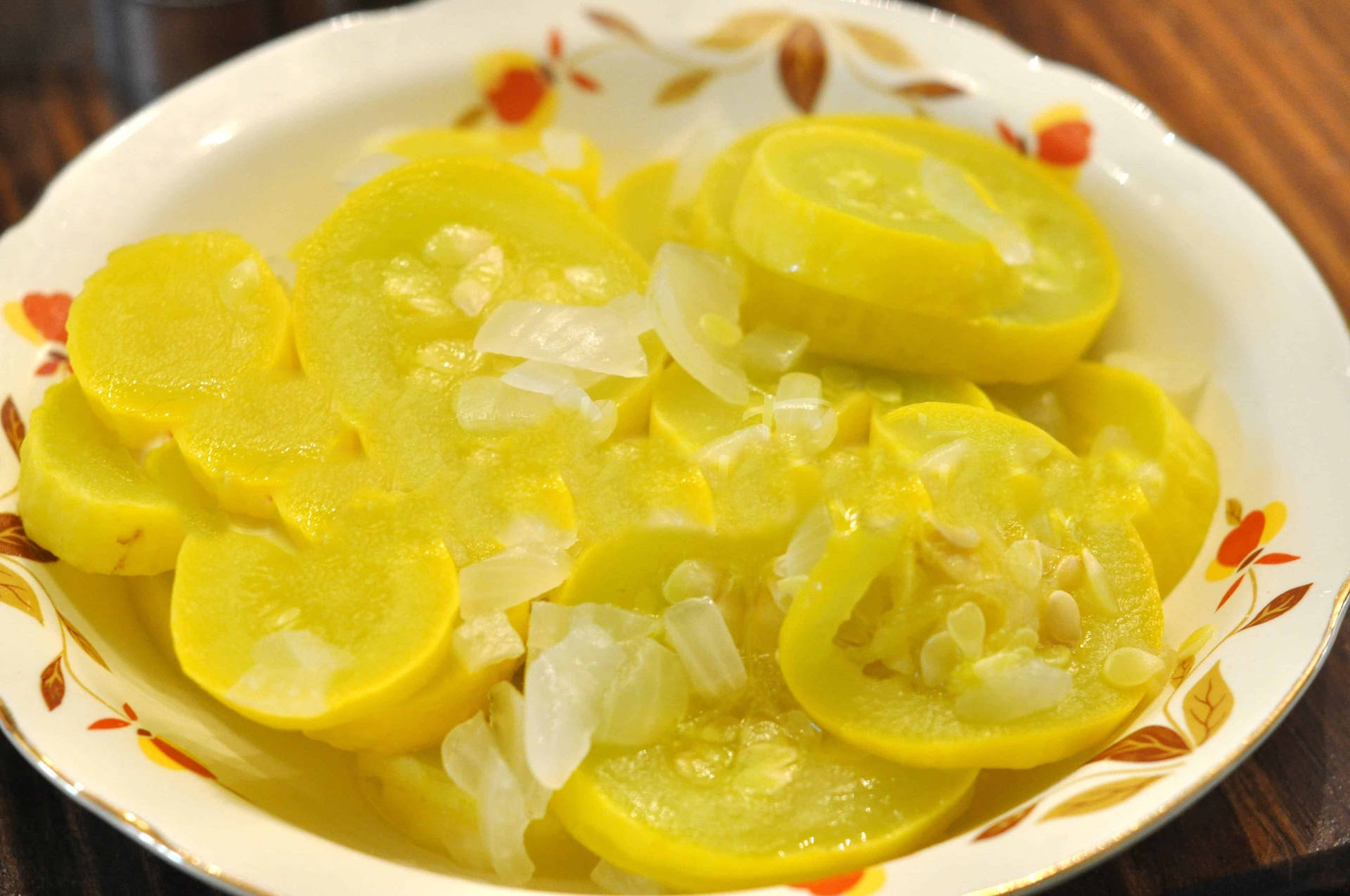 Fresh Yellow Squash Slices On Display