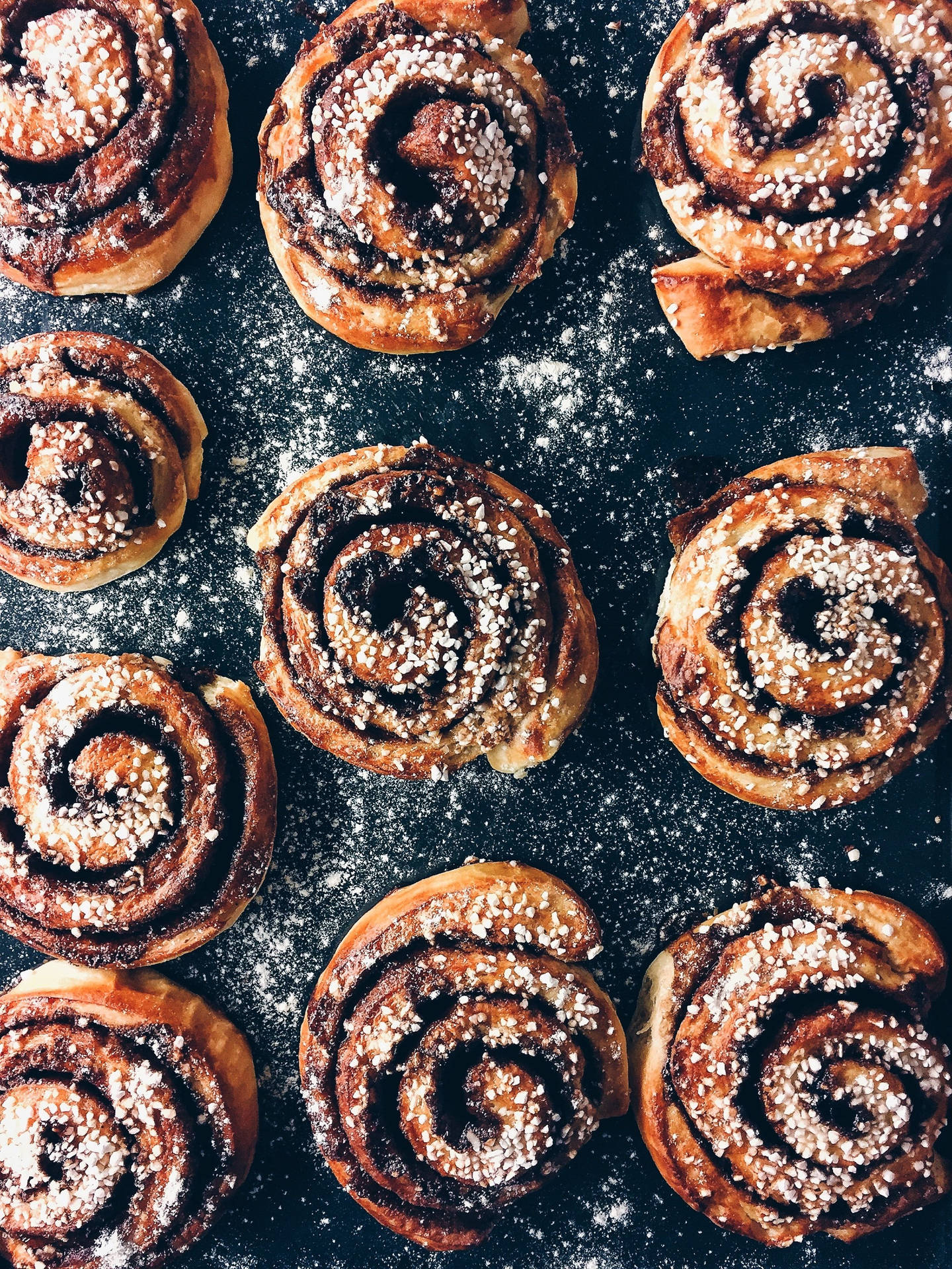 Freshly Baked Cinnamon Rolls With Toppings Background