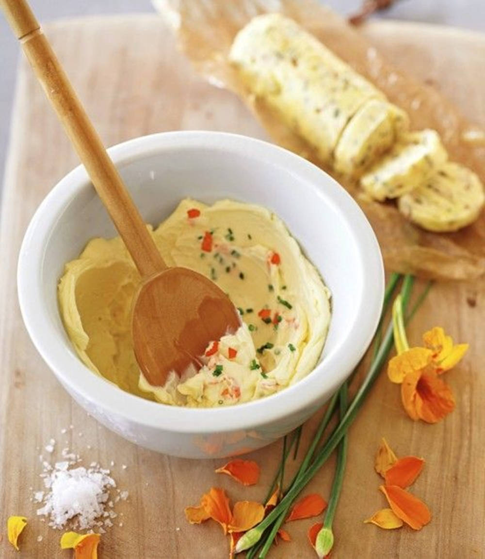 Freshly Blended Butter With An Array Of Colorful Vegetables