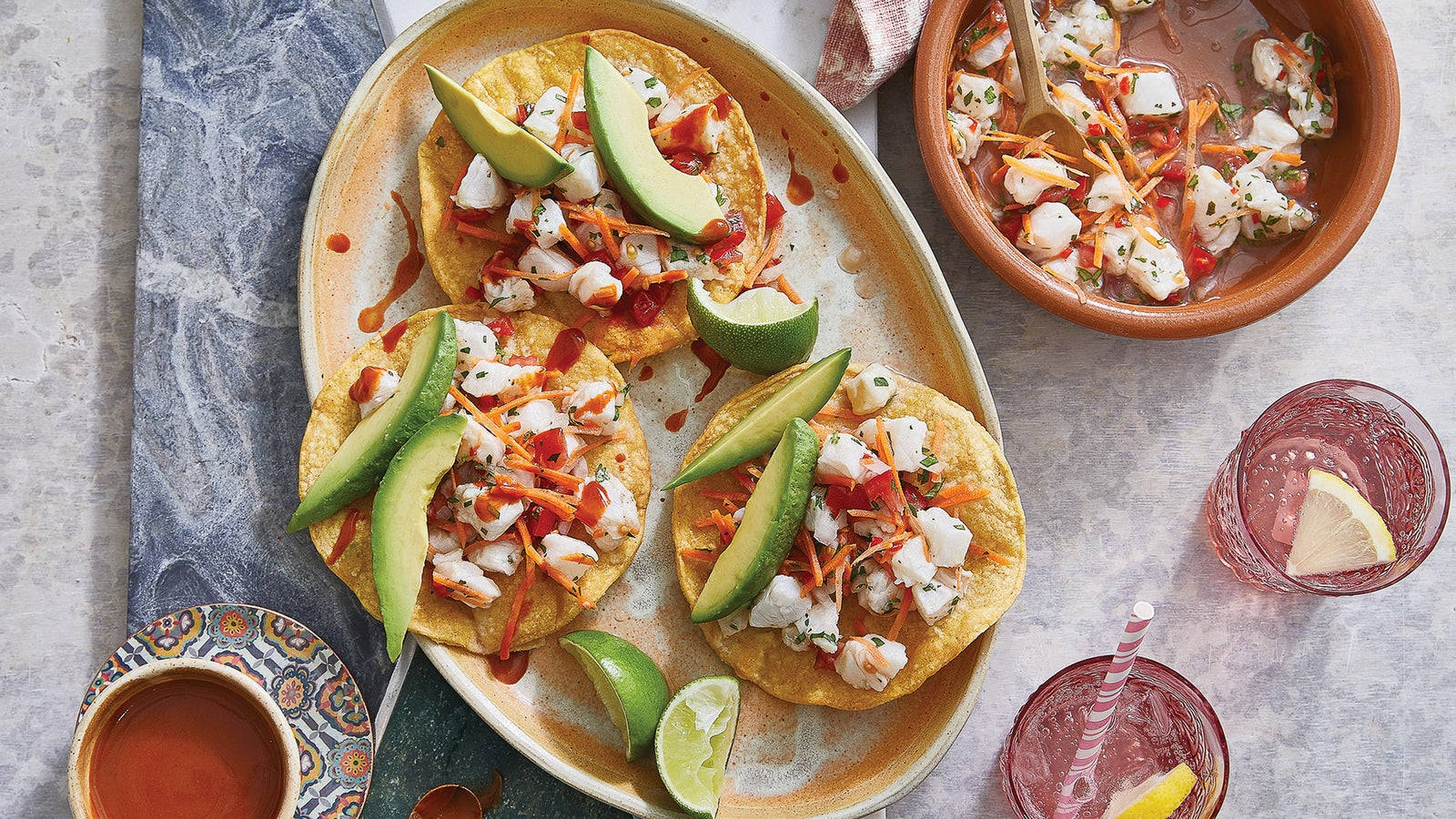 Freshly Made Delicious Ceviche Dish Background