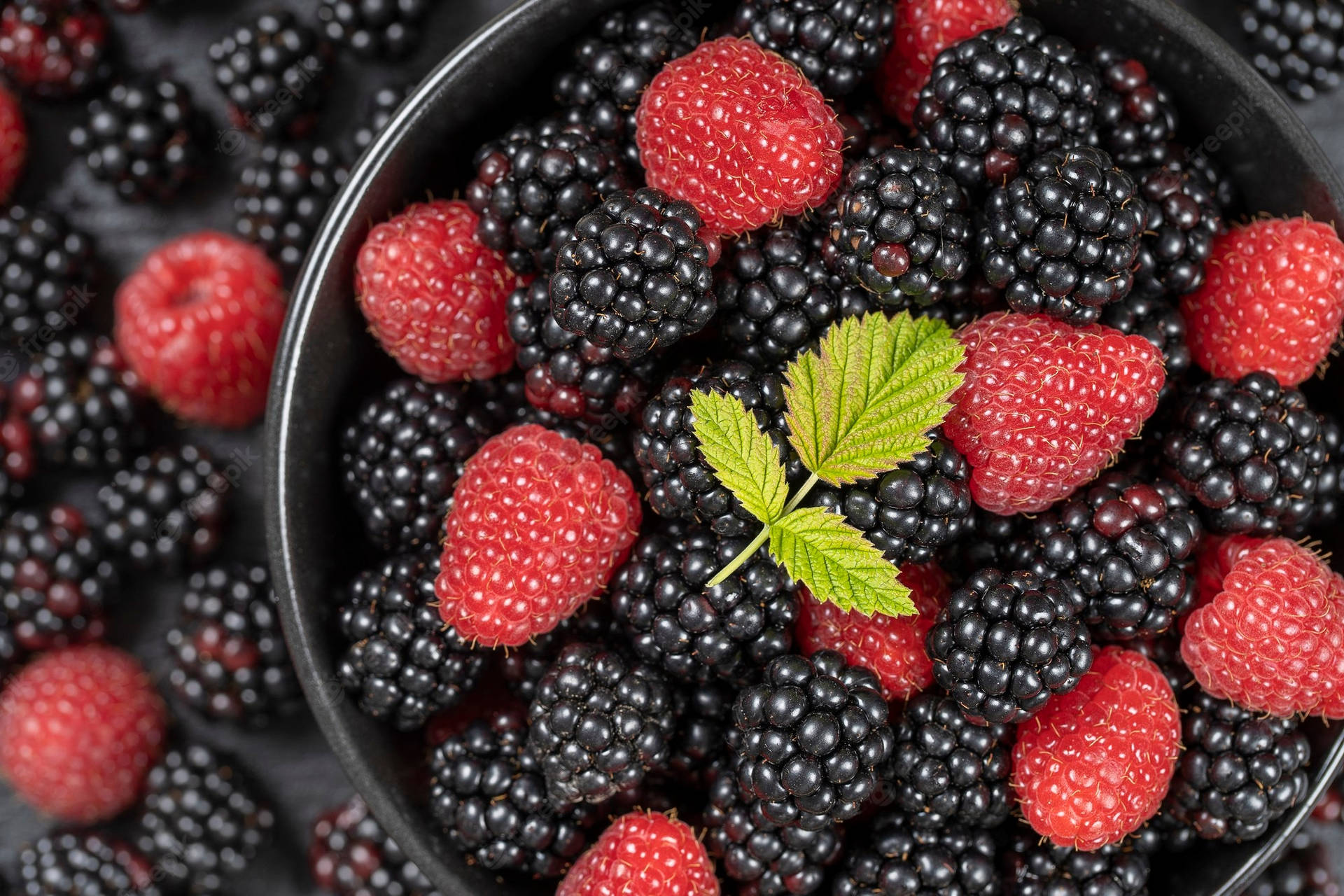 Freshly Picked Ripe Black And Red Raspberries