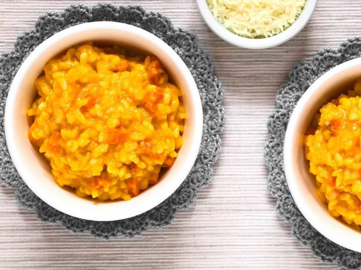 Freshly Prepared Carrot Cheese Risotto Background