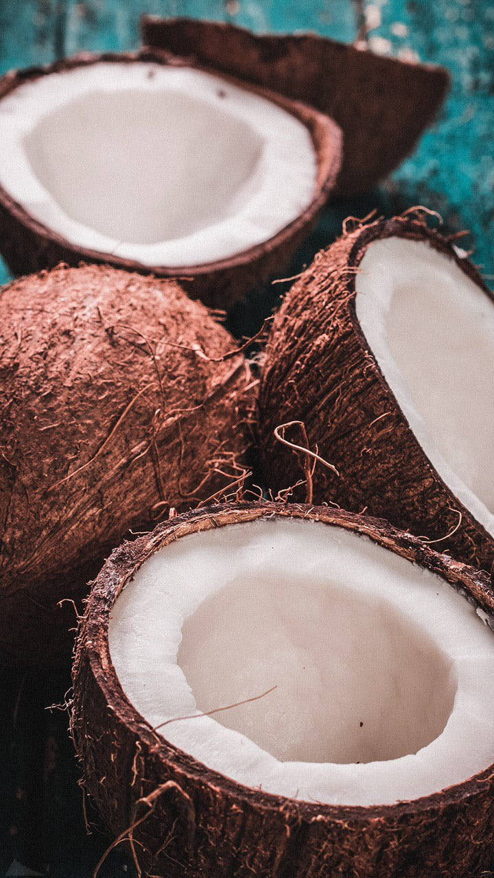 Freshly Sliced Coconut Fruit Background